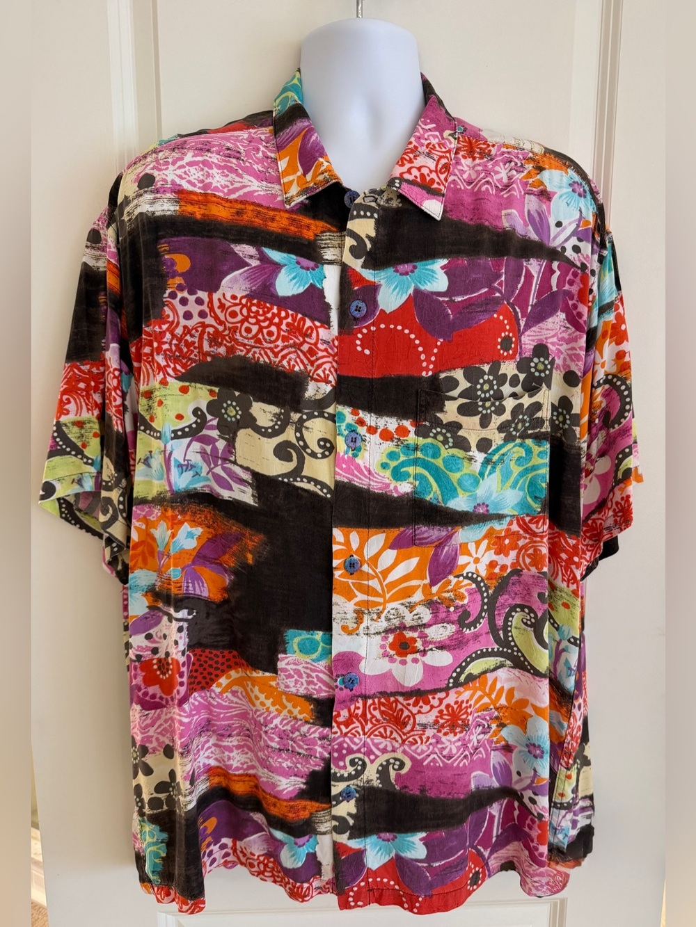 Jams World Men’s Hawaiian Aloha Short Sleeve Shirt, XL, “Sumi-E”, Great Cond.